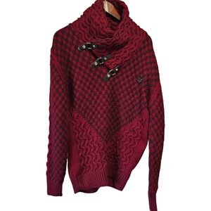 LCR Black Edition‎ Sweater Heavy Toggles Size 4XL Cowl Neck Red Wool Blend